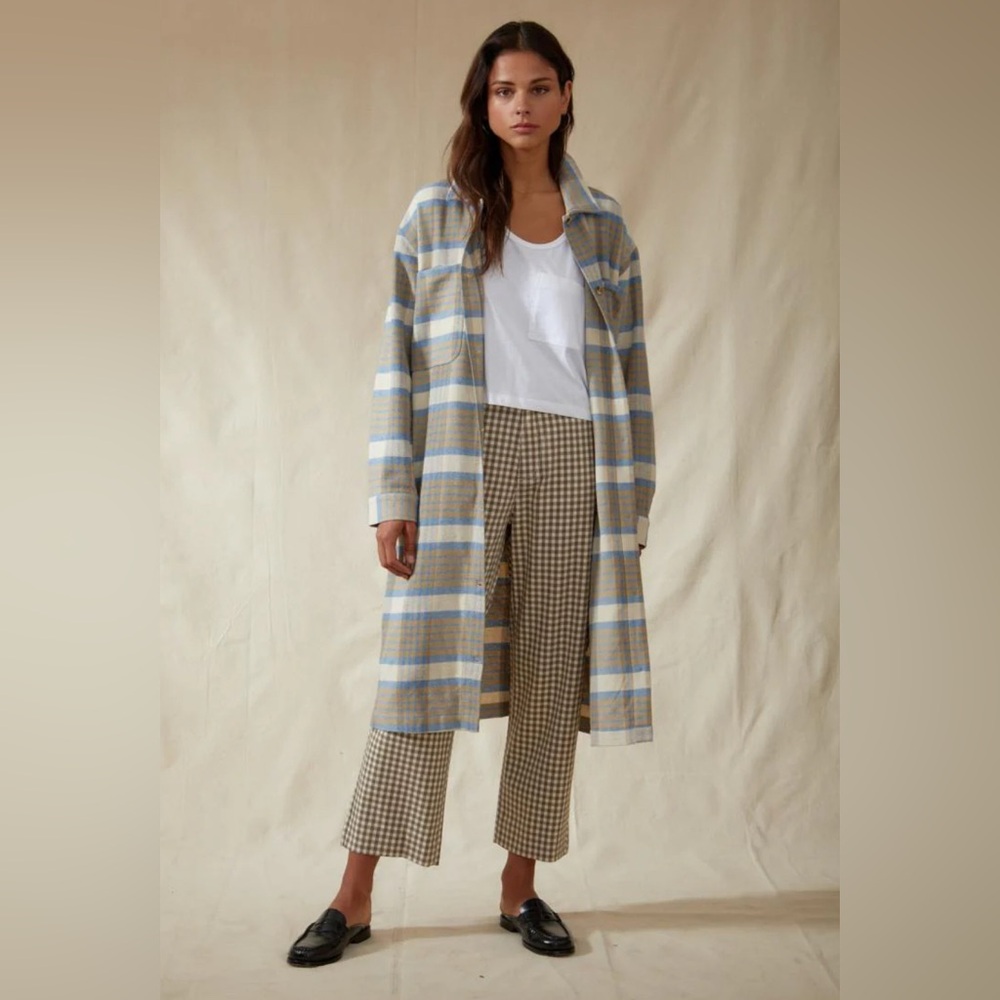 Brixton Plaid Ashby Duster in Blue and Tan Size Small